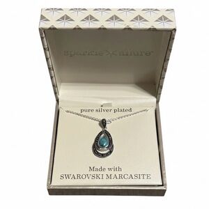 Sparkle Allure Pure Silver Plated Necklace with Swarovski Marcasite